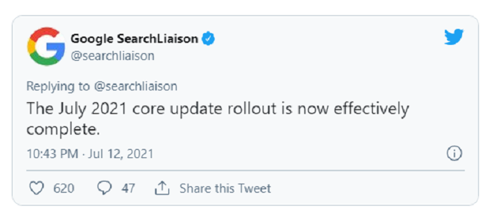 google search liason's tweet