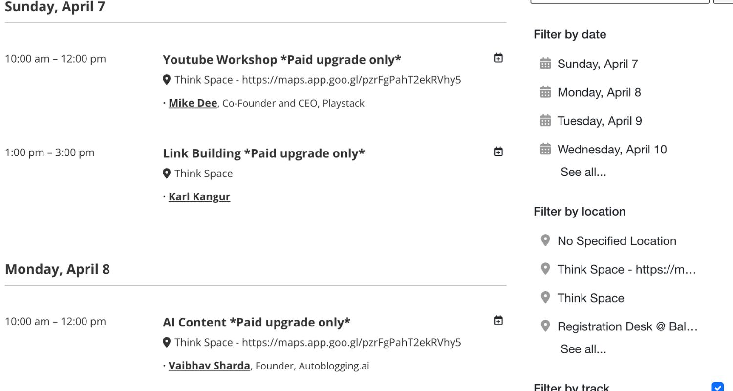SEO Mastery Summit Agenda